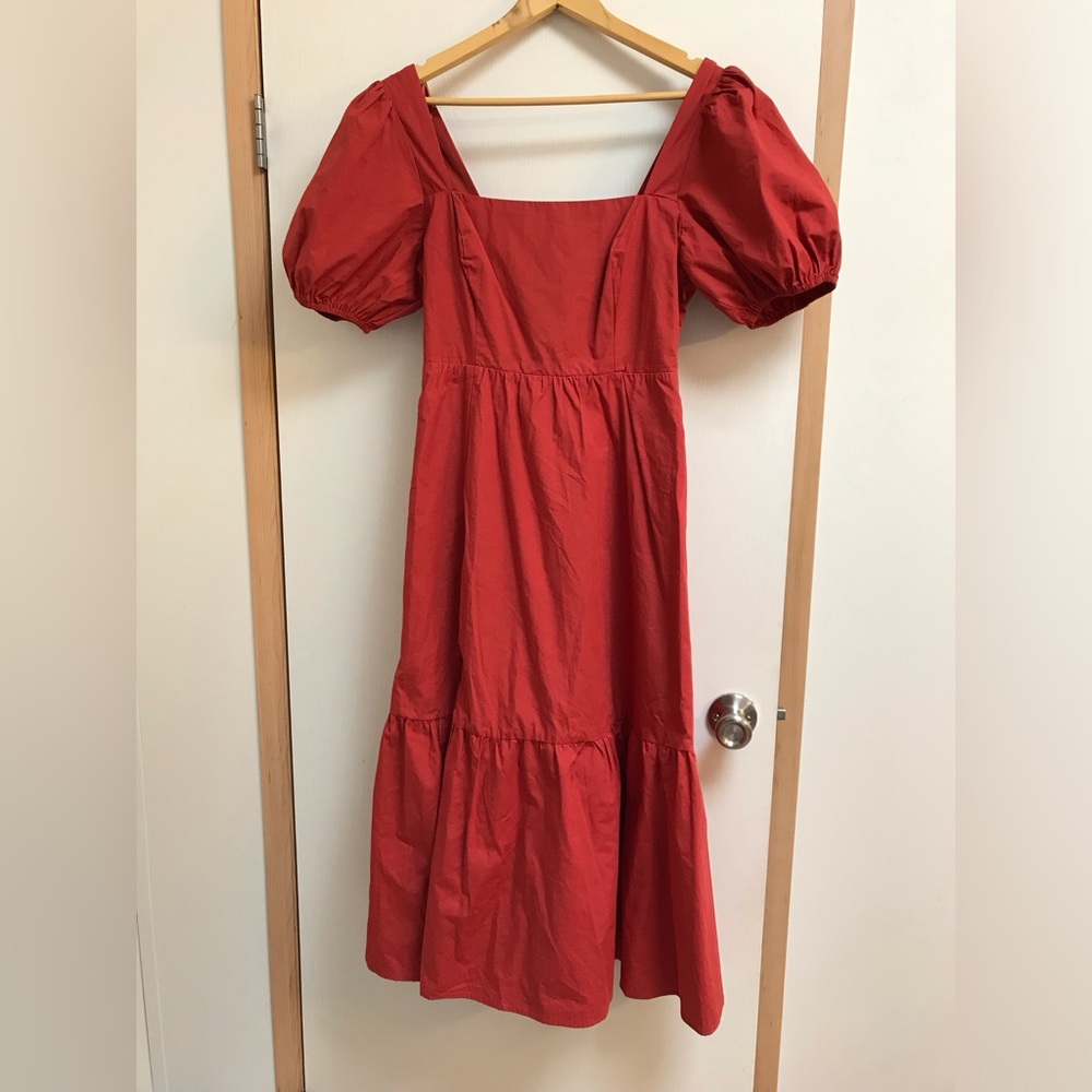 Astr The Label Rust Medium Maxi Dress Balloon Short Sleeve